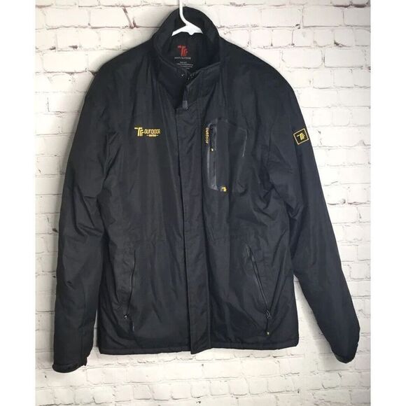 Outdoor Men’s‎ Medium Winter Jacket Black Full Zip Faux Fur Lined Brushed Coat - Picture 1 of 12